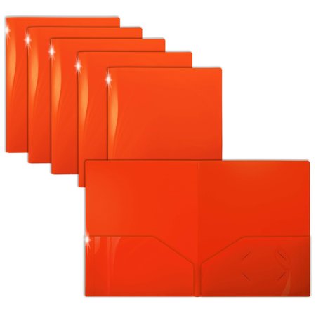 GOLD SEAL 2 Pkt Plastic Extra Heavyweight Folders Portfolio, High Sheen Reflective Finish, Orange, 12PK 86317